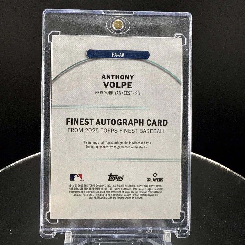Topps 2025 Finest Anthony Volpe Finest Autographs Insert Auto #FA-AV Yankees